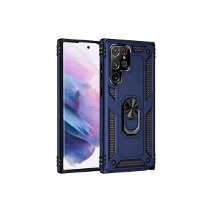 Mey İthalat®  Samsung Galaxy S21 Ultra Kılıf Sofya Yüzüklü Silikon Kapak - Lacivert