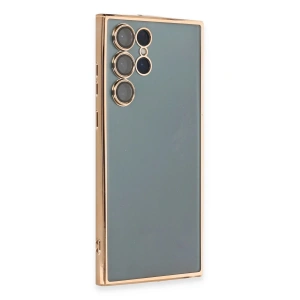 Mey İthalat®  Samsung Galaxy S22 Ultra Kılıf  Lensli Silikon - Gold