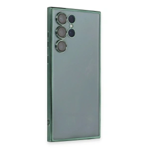 Mey İthalat®  Samsung Galaxy S22 Ultra Kılıf  Lensli Silikon - Yeşil