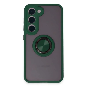 Mey İthalat®  Samsung Galaxy S23 Kılıf Montreal Yüzüklü Silikon Kapak - Yeşil