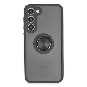Mey İthalat®  Samsung Galaxy S23 Plus Kılıf Montreal Yüzüklü Silikon Kapak - Siyah