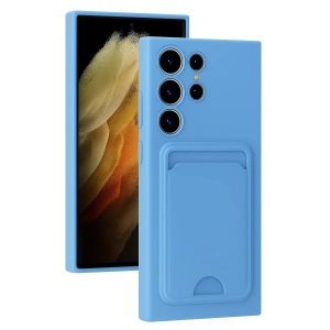 Mey İthalat®  Samsung Galaxy S24 Ultra Kılıf Kelvin Kartvizitli Silikon - Mavi