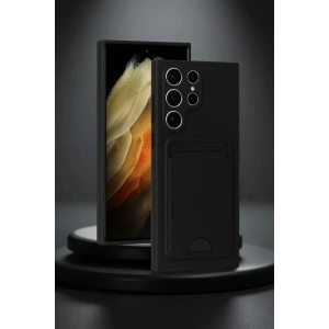 Mey İthalat®  Samsung Galaxy S24 Ultra Kılıf Kelvin Kartvizitli Silikon - Siyah