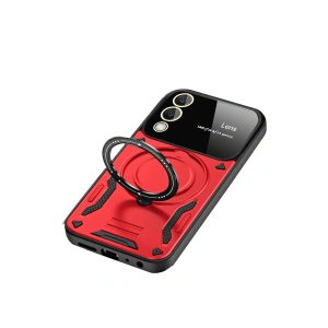 Mey İthalat®  Samsung Galaxy S25 Edge Kılıf Joy Lens Standlı Kapak - Kırmızı