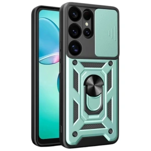 Mey İthalat®  Samsung Galaxy S25 Ultra Kılıf Pars Lens Yüzüklü Silikon - Yeşil
