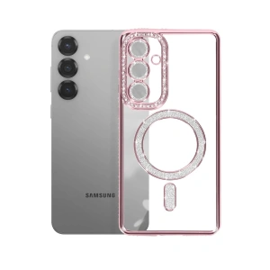 Mey İthalat®  Samsung Galaxy S26 Joke Simli Magneticsafe Kılıf - Pembe