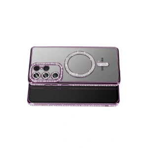 Mey İthalat®  Samsung Galaxy S26 Ultra Joke Simli Magneticsafe Kılıf - Derin Mor