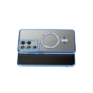 Mey İthalat®  Samsung Galaxy S26 Ultra Joke Simli Magneticsafe Kılıf - Mavi