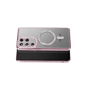 Mey İthalat®  Samsung Galaxy S26 Ultra Joke Simli Magneticsafe Kılıf - Pembe