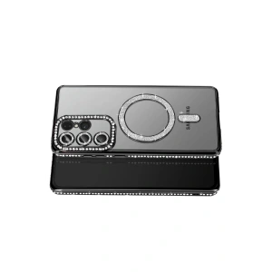 Mey İthalat®  Samsung Galaxy S26 Ultra Joke Simli Magneticsafe Kılıf - Siyah