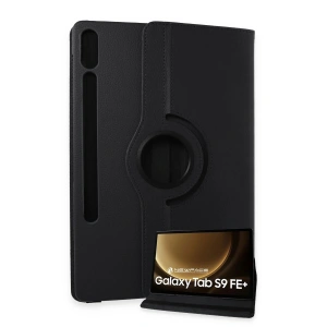 Mey İthalat®  Samsung Galaxy X610 Tab S9 FE Plus 12.4 Kılıf 360 Tablet Deri Kılıf - Siyah