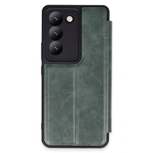 Mey İthalat®  Vivo V30 Lite 4G Kılıf Flip Cover - Koyu Yeşil