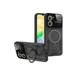 Mey İthalat®  Vivo Y16 Kılıf Joy Lens Standlı Kapak - Siyah