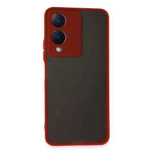 Mey İthalat®  Vivo Y17S Kılıf Montreal Silikon Kapak - Kırmızı