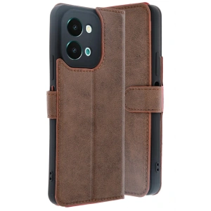 Mey İthalat®  Vivo Y28 Kılıf Trend S Plus Kapaklı Kılıf - Taba