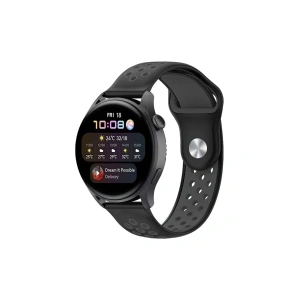 Mey İthalat® Watch 22mm Spor Delikli Kordon - Siyah-Füme