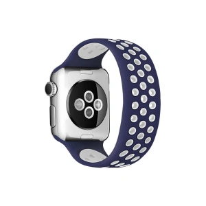 Mey İthalat®   Watch 38mm Ayarlı Delikli Silikon Kordon - Lacivert-Beyaz