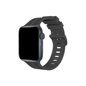 Mey İthalat® Watch 38mm KR408 Çizgili Silikon Kordon - Koyu Gri
