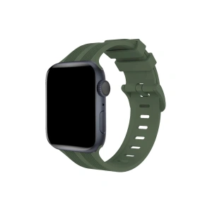 Mey İthalat® Watch 38mm KR408 Çizgili Silikon Kordon - Koyu Yeşil