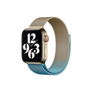Mey İthalat®   Watch 38mm Metal Mıknatıslı Kordon - Metalik Gold-Mavi