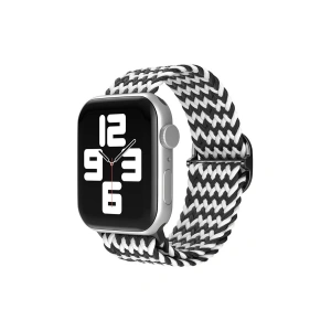 Mey İthalat®   Watch 42mm Star Kordon - Zigzag Siyah-Beyaz