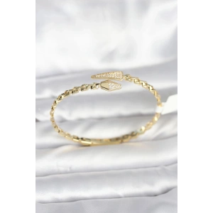 Mey İthalat® Yılan Model Pirinç Gold Renk Kadın Kelepçe Bileklik