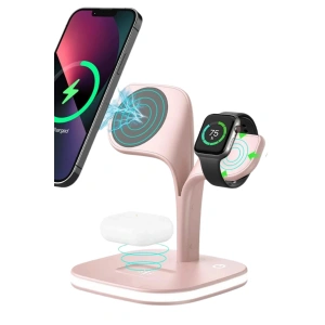 Mey İthalat®  YM-UD22 Kablosuz Şarj Masaüstü Set - Pembe