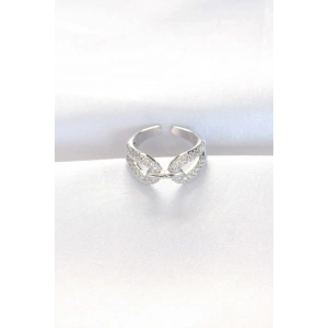 Mey İthalat® Zirkon Taşlı Silver Renk Ayarlanabilir Yüzük