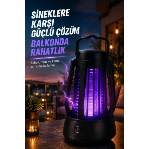 Mor Işıklı Elektrikli Sinek Öldürücü Lamba Balkon Bahçe Kamp Kullanım Cihazı