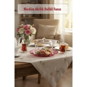 Mürdüm Akrilik Delikli Fanus Sunum ve Saklama Kabı - 2 Parça