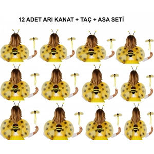 Okul Gösterileri için Arı Seti 12 Adet - Taç, Kanat, Asa
