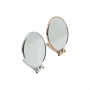OVAL   6.5 İNÇ=16.5X13CM  MAKYAJ AYNASI  ÇİFT TARAFLI   BRONZ - GÜMÜŞ PLS.ÇERÇEVE   KATLANIR AYAKLI (5468)