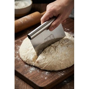 Paslanmaz Çelik Ölçü Rehberli Hamur Kesici & Hamur Şekillendirici Spatula (11x14 cm)