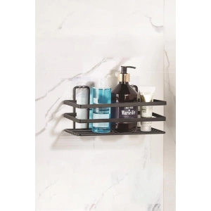 Paslanmaz Çelik Yapışkanlı Dikdörtgen Duvar Rafı & Organizer & Banyo Duş Askısı