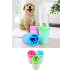 Silikon Jel Fırçalı Kedi Köpek Pati Ayak Yıkama Temizleme Kovası (Küçük) (5468)