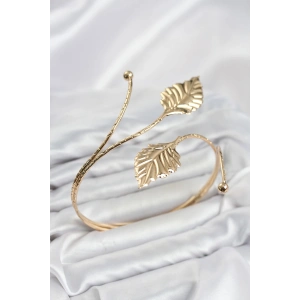 Pazu Bileklik Gold Renk Pirinç Yaprak Model