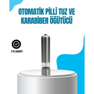 Pilli Otomatik Baharat Değirmeni Tek Tuşla Kolay Kullanım