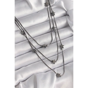 Pirinç Füme Renk 3Lü Yıldız Model Kadın Kolye