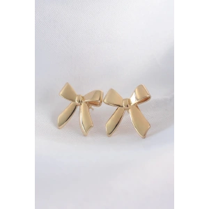 Pirinç Gold Renk Düz Plaka Fiyonk Küpe