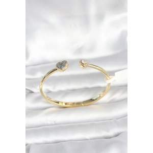 Pirinç Gold Renk Kalpli Model Kadın Kelepçe Bileklik