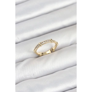 Pirinç Gold Renk Kemik Model Zirkon Taşlı Kadın Yüzük