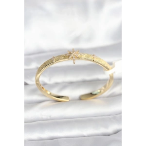 Pirinç Gold Renk Kutup Yıldızı Model Kadın Kelepçe Bileklik