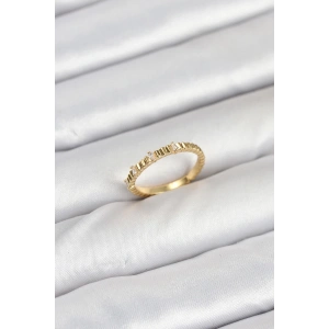 Pirinç Gold Renk Lazer Kesim Kadın Yüzük