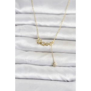 Pirinç Gold Renk Minimal Sallantılı Yıldız Model Kadın Kolye