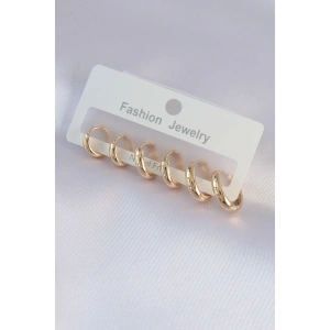 Pirinç Gold Renk Oval Küpe Seti