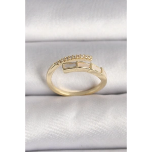 Pirinç Gold Renk Zirkon Taş Detaylı Yılan Model Ayarlanabilir Yüzük
