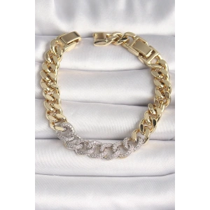 Pirinç Gold Renk Zirkon Taşlı Halka Zincir Xuping VIP Seri Exculusive Kadın Bileklik