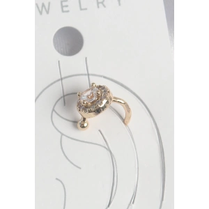 Pirinç Gold Renk Zirkon Taşlı Kadın Kıkırdak Küpe