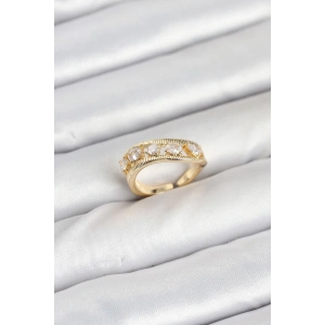 Pirinç Gold Renk Zirkon Taşlı Kadın Yüzük