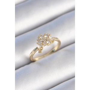 Pirinç Gold Renk Zirkon Taşlı Kadın Yüzük
